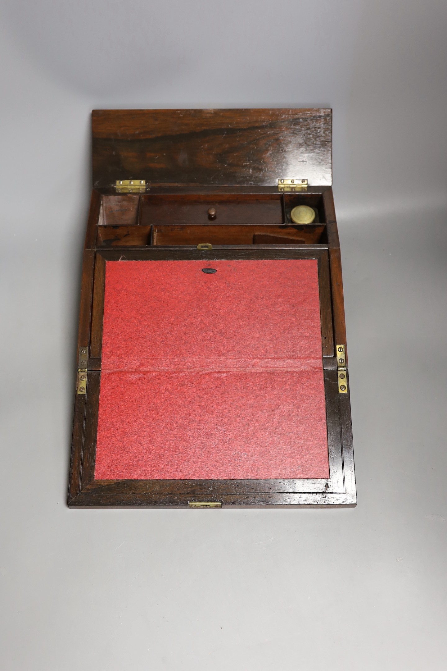 A Victorian mother-of-pearl and rosewood writing slope - 30.5cm wide